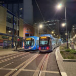 Tram tests on new track on Lower Bull Street