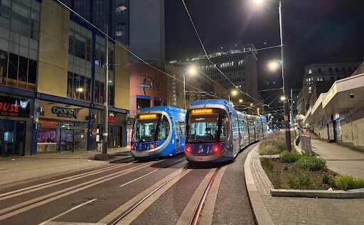 Tram tests on new track on Lower Bull Street
